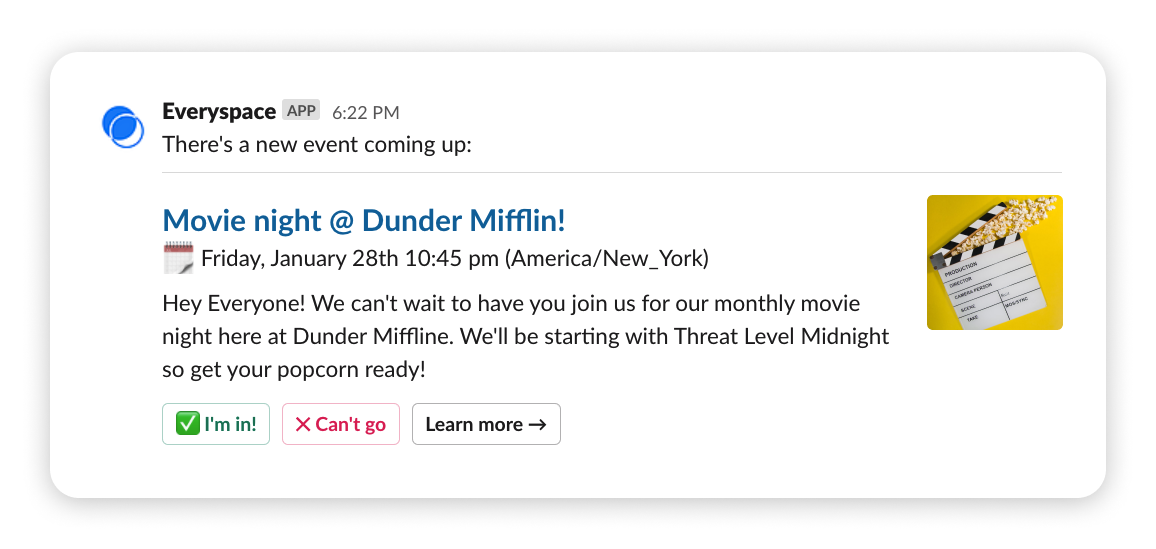 Event shared to Slack