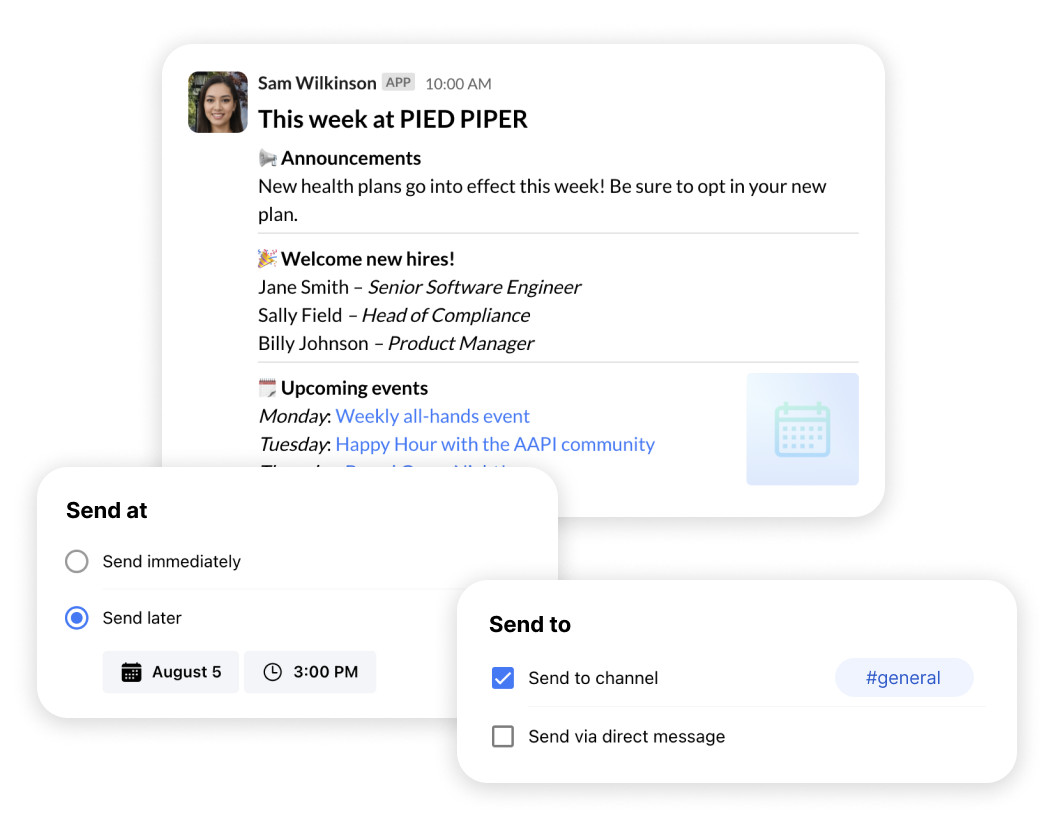 Slack message details